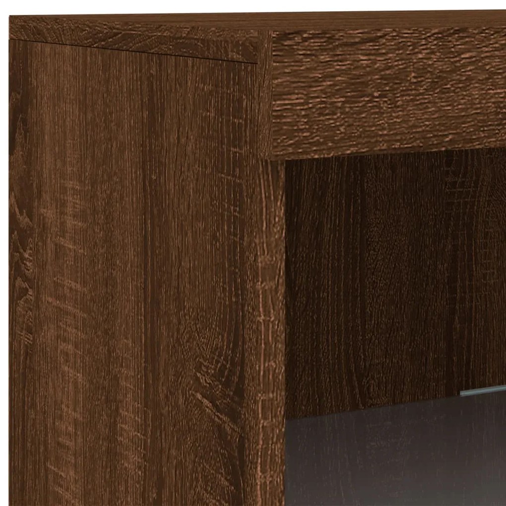 Aparador com luzes LED 162x37x100 cm carvalho castanho