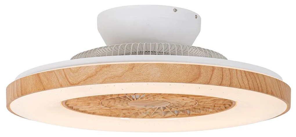 Ventilador de teto com impressão de madeira 60cm incl. LED regulável com controle remoto - Climo Rústico