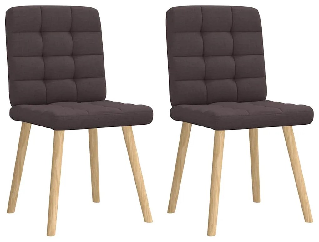 Cadeiras de jantar 2 pcs tecido castanho-escuro