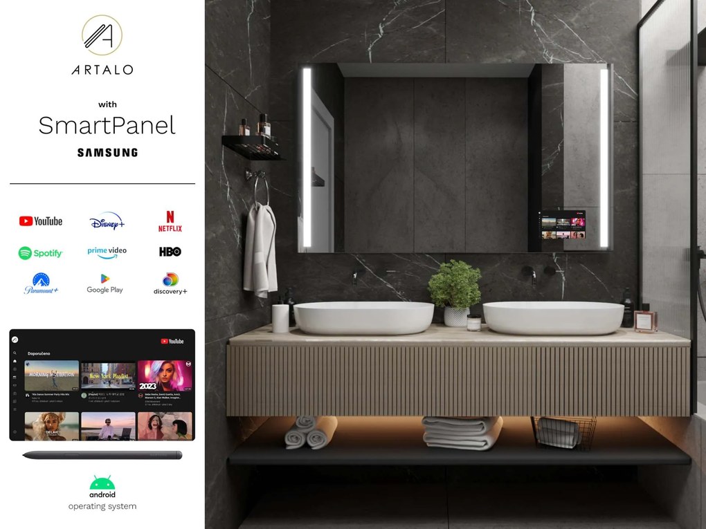Espelho LED SMART com iluminação M4 premium + Samsung SmartPanel