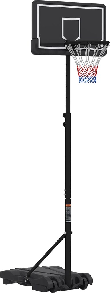 AIYAPLAY Cesto de Basquetebol Infantil com Suporte, Altura Regulável 179-209 cm, com Rodas, Interior/Exterior, 3-8 Anos, Preto | Aosom Portugal