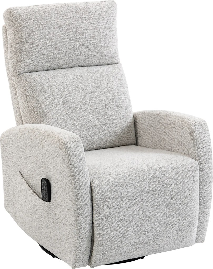 HOMCOM Poltrona reclinável de massagem com aquecimento, poltrona de relaxamento em chenille, encosto ajustável, giratória 360°, creme | Aosom Portugal