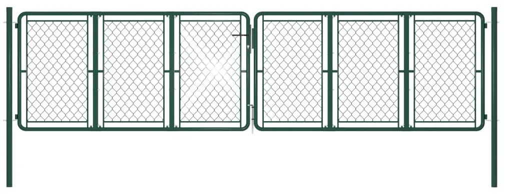 vidaXL Portão de jardim 400x100 cm aço verde