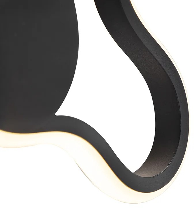 Candeeiro de parede moderno preto com LED - Plomp Moderno