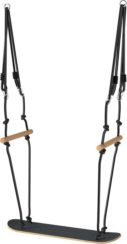 AIYAPLAY Balanço estilo skate infantil com altura ajustável, tábua antiderrapante, corda resistente à água, alças Preto | Aosom Portugal