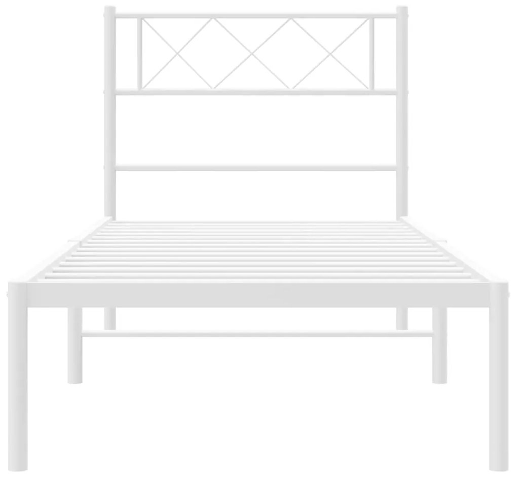 Estrutura de cama com cabeceira 100x190 cm metal branco