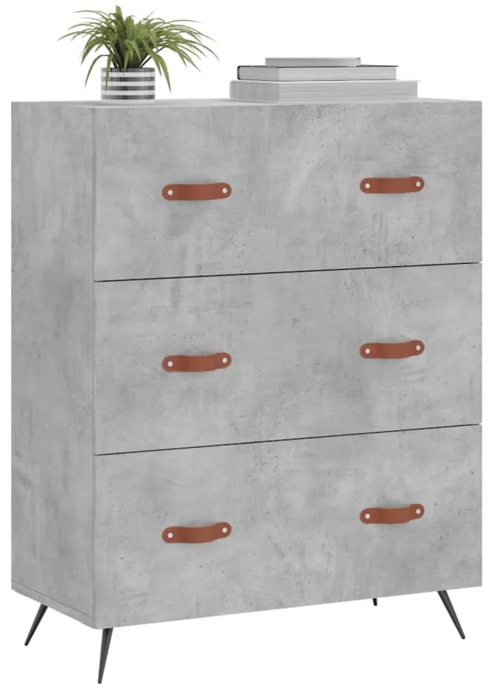 Cómoda 69,5x34x90 cm derivados de madeira cinzento cimento