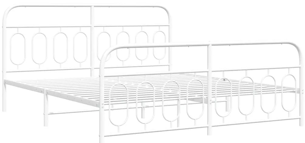 Estrutura de cama com cabeceira e pés 160x200 cm metal branco