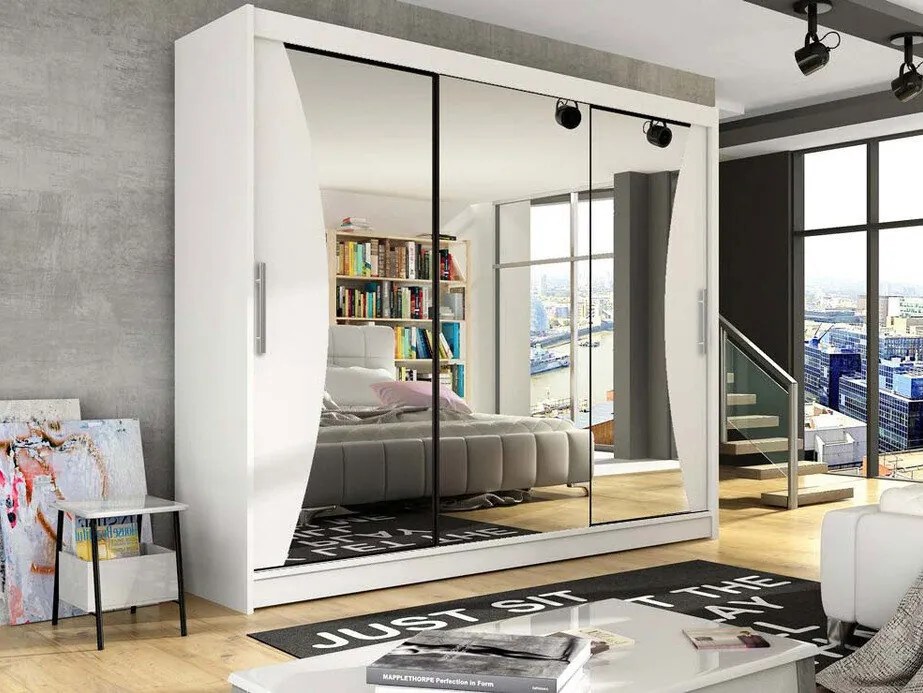 Roupeiro Closico Ordo IV, Branco, 215x250x58cm, 184 kg, Portas para roupeiro: Deslizante, Número de prateleiras: 9, Número de prateleiras: 9