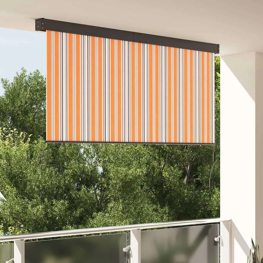 Cortina Rolô Exterior Riscas Manual Amarelo e azul 220 x 250 cm tecido