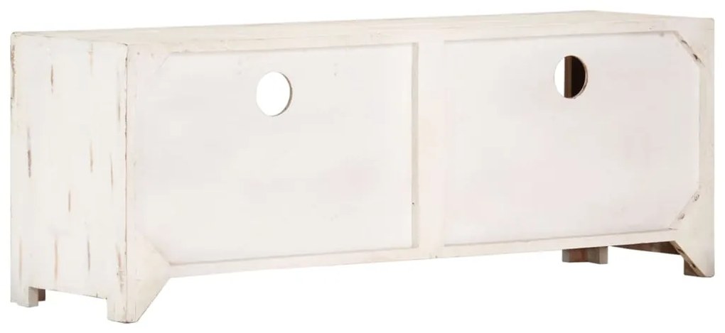 Móvel de TV madeira de acácia maciça 110x30x40 cm branco