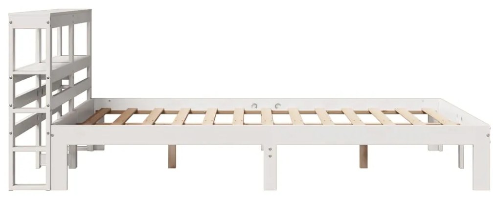 Estrutura cama c/ cabeceira 140x190 cm pinho maciço branco