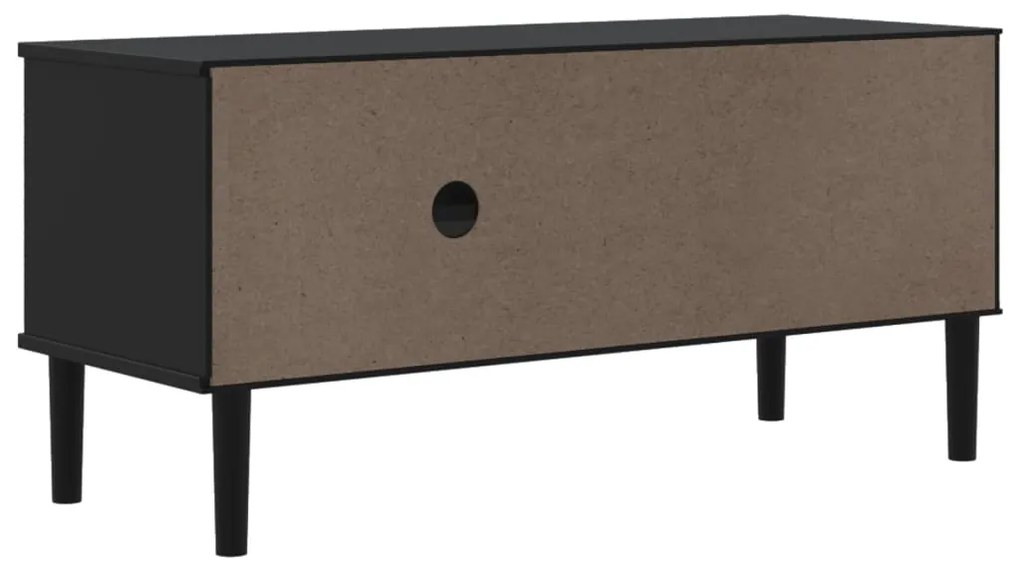 Móvel de TV SENJA aspeto vime 106x40x49 cm pinho maciço preto