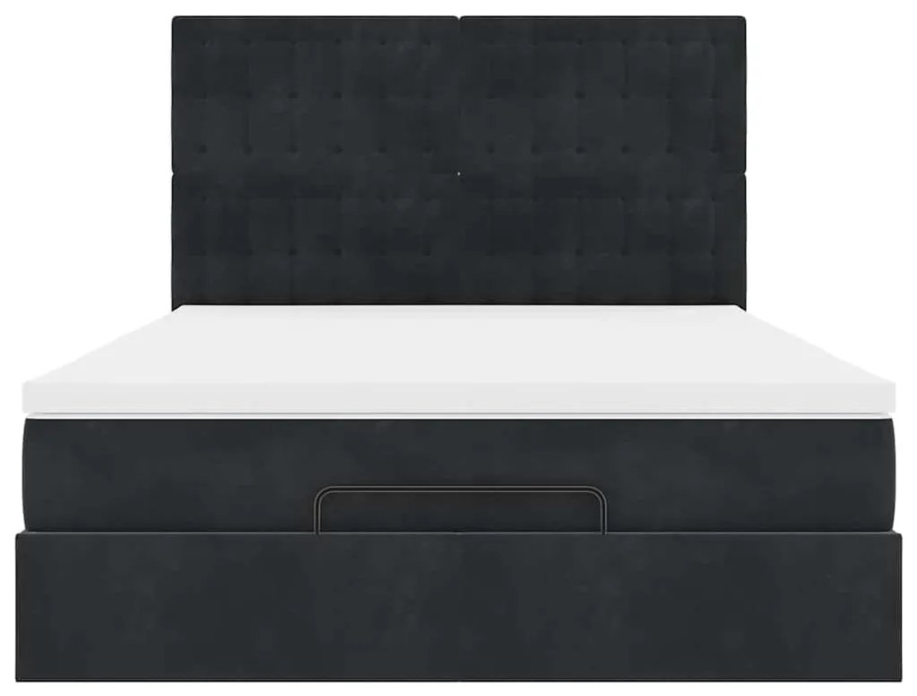Estrutura de cama otomana com colchões 140x190 cm veludo preto