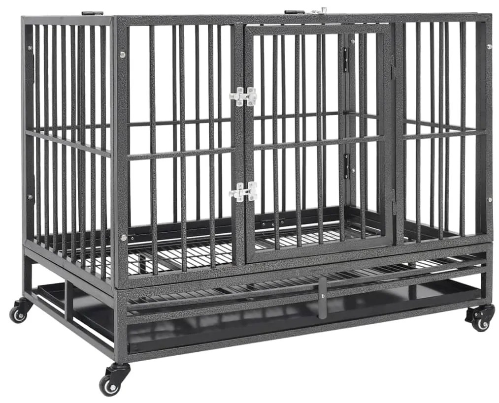 vidaXL Jaula para cães com rodas aço 102x72x85 cm