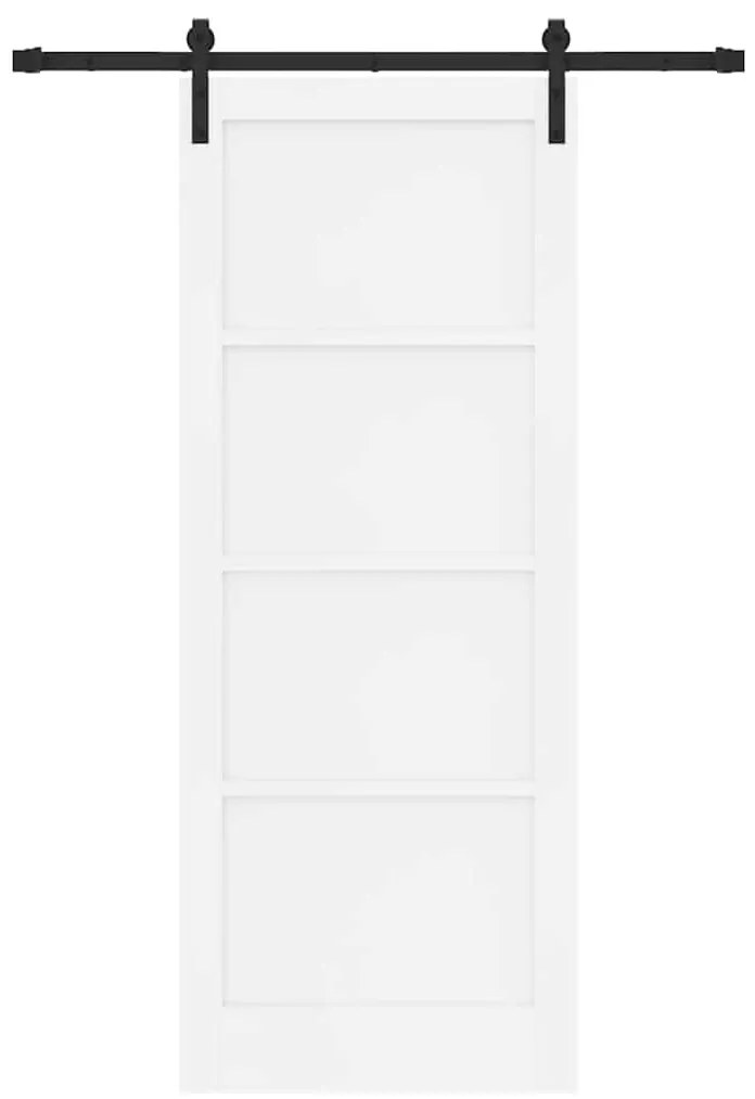 Porta Deslizante com Conjunto de Ferragens Branca 83x211 cm Madeira Só
