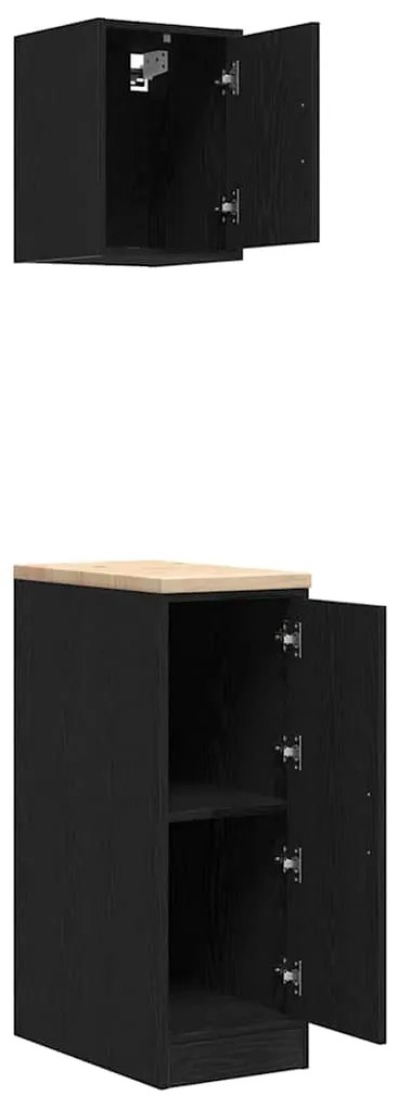 Armários de garagem 2 pcs derivados de madeira preto