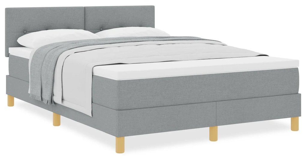 Cama Box Spring com Colchão Cinza Claro 140x200 cm Tecido