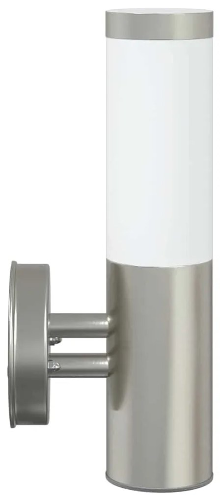 Luz de Parede Externa 2 pcs Prateada Aço Inoxidável IP44