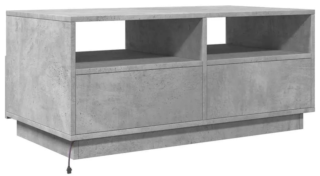 Mesa de centro com luzes LED 90x49x40 cm cinzento cimento