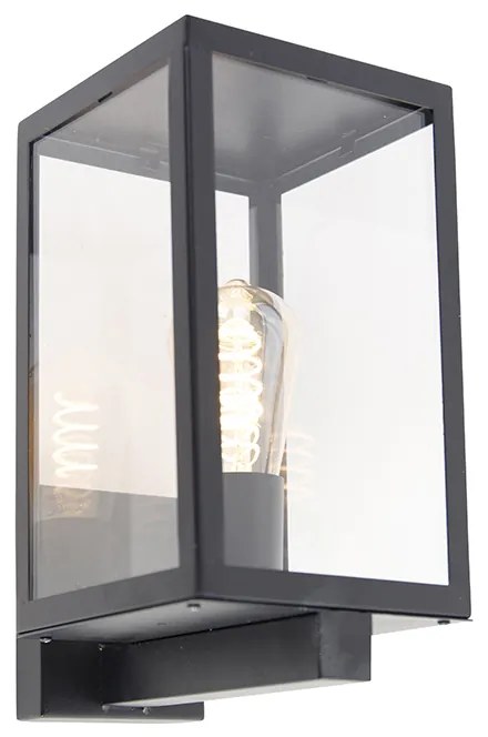 Candeeiro de parede exterior moderno preto com vidro 30 cm - Rotterdam Moderno