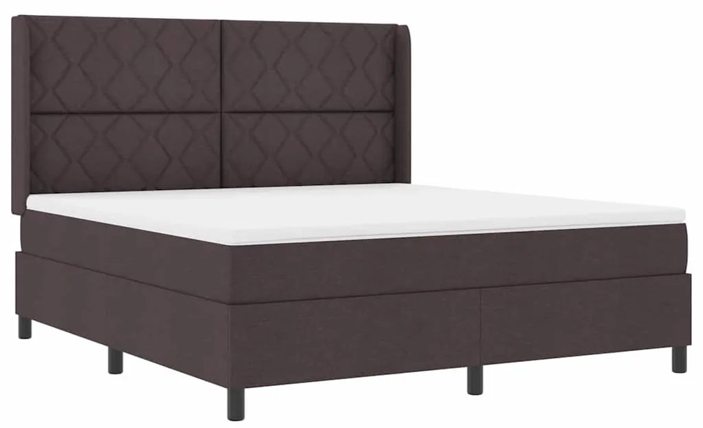 Cama Box com Colchão - Castanho Escuro, 180x200 cm, Tecido
