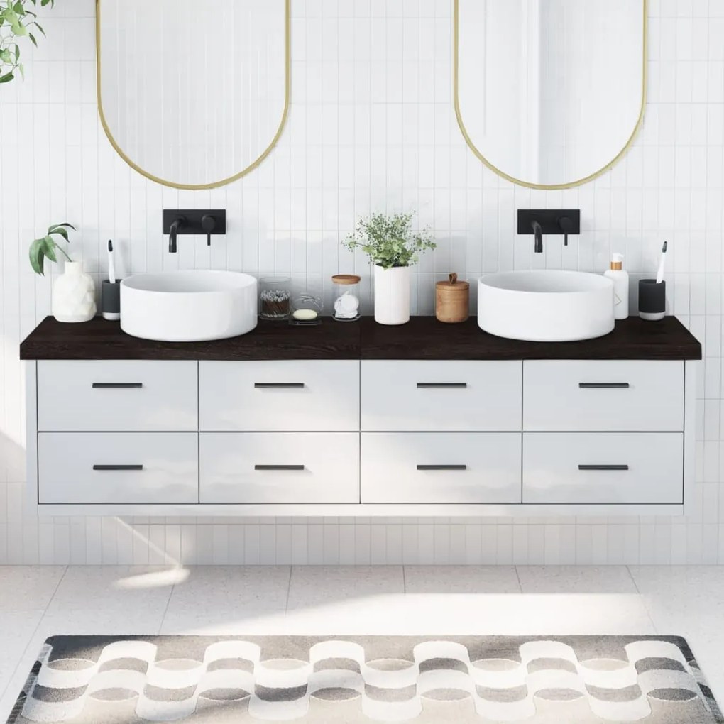 vidaXL Bancada p/ WC 200x40x(2-6)cm madeira tratada maciça castanho