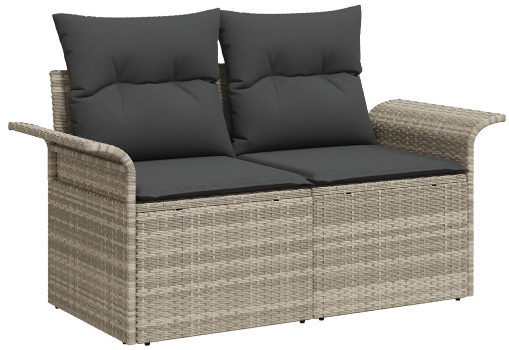 Conjunto de Sofá de Jardim vidaXL de 7 Peças com Almofadas Cinza Claro