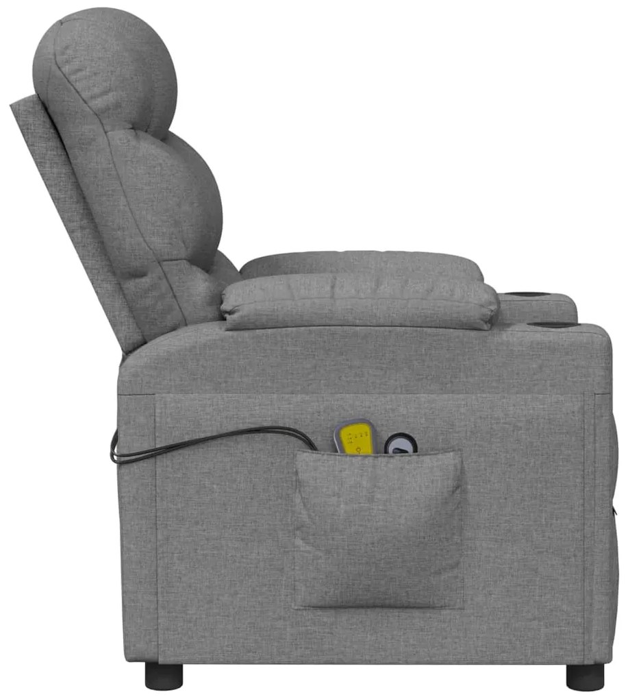 Poltrona de massagens elétrica tecido cinzento-claro