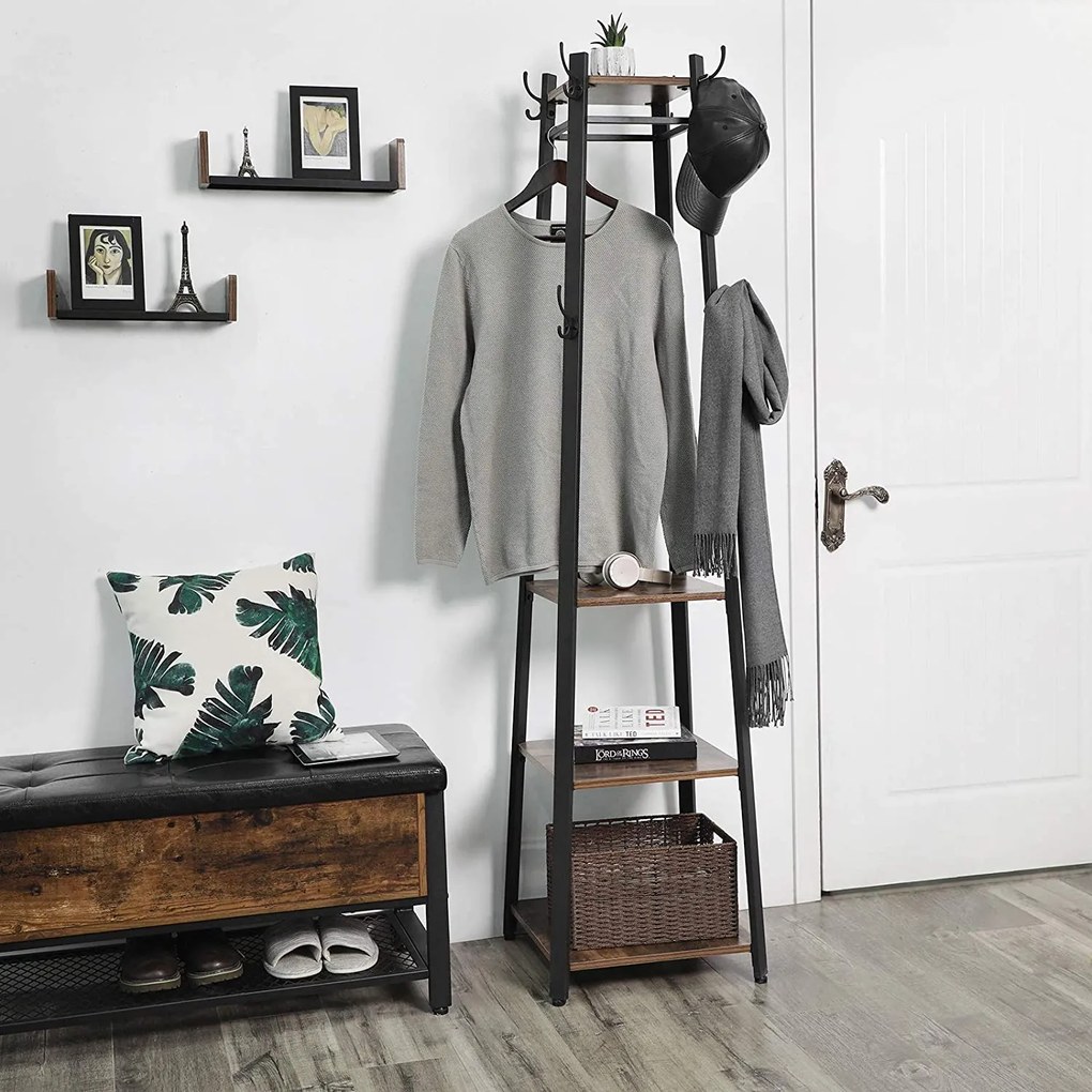 Cabide Bengaleiro de estilo industrial 43 x 43 x 180 cm Castanho Vintage