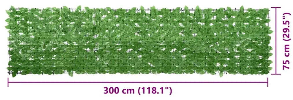 Tela de varanda com folhas verdes 300x75 cm
