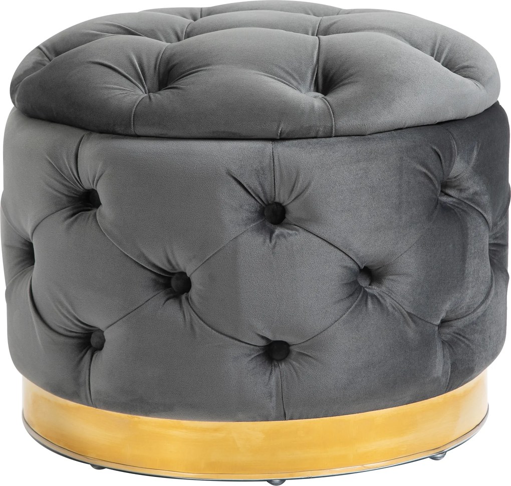 HOMCOM Puff Vintage, Puff com arrumação, Banco-baú, Banco para pés, Puff estofado, Metal, Espuma, Cinza carvão, 55 x 55 x 42 cm | Aosom Portugal
