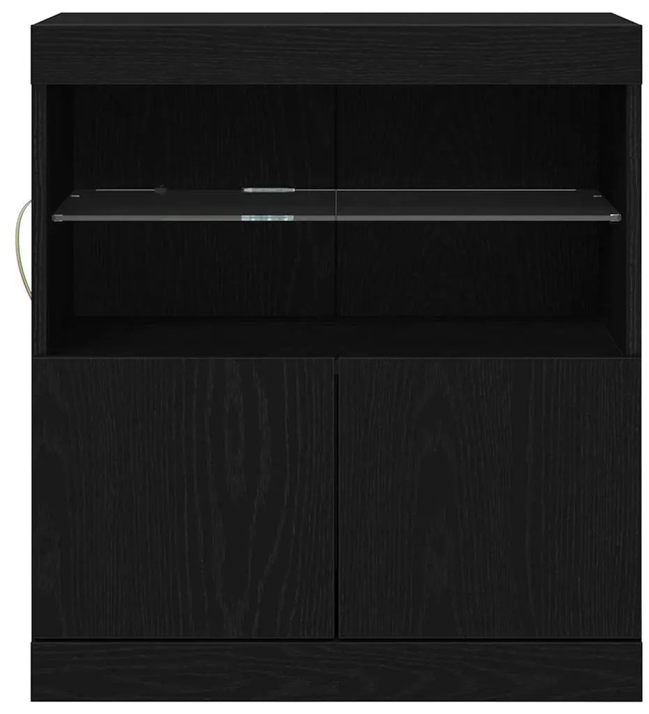 Sideboard vidaXL com Luzes LED Carvalho Preto 60x37x67 cm
