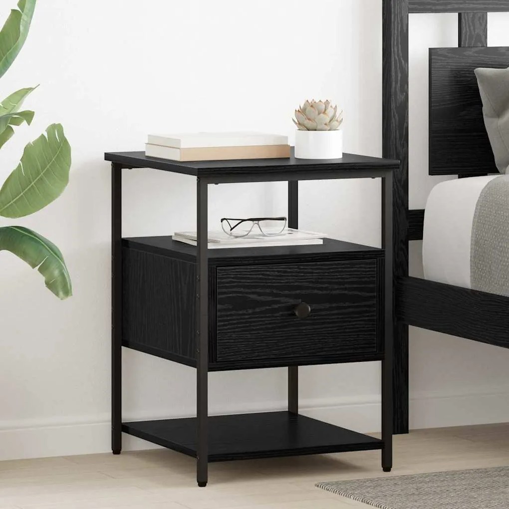 vidaXL Armário de Cabeceira 2 pcs Carvalho preto 40 x 42 x 56 cm