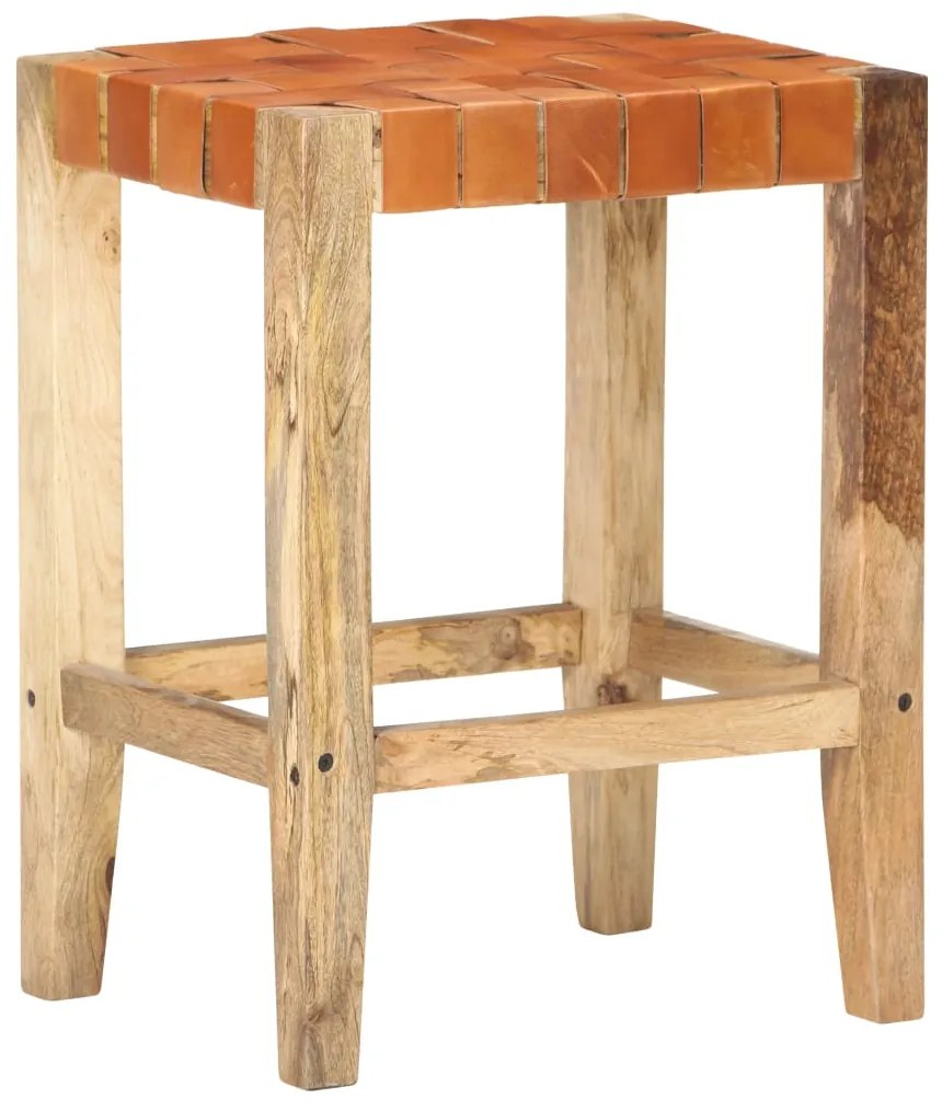 Bancos de bar 2 pcs couro genuíno 60 cm castanho