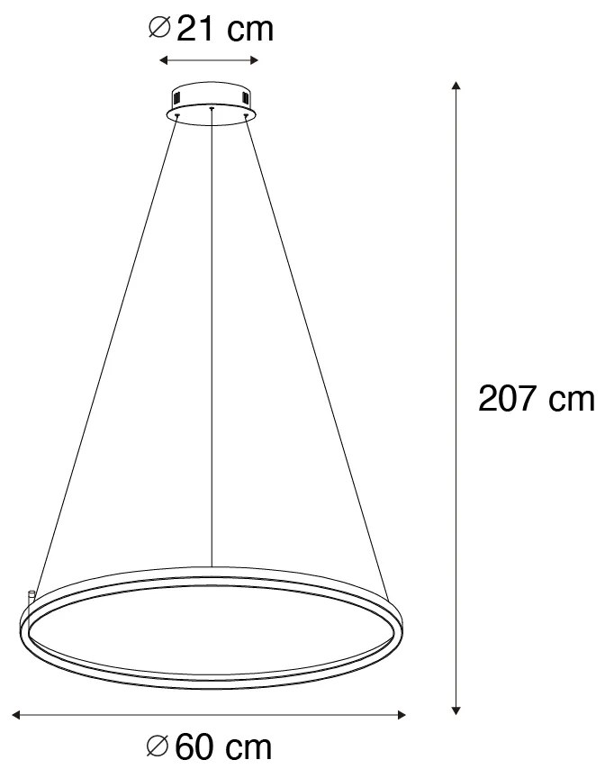 Candeeiro de suspensão bronze 60 cm incl. LED 3-níveis de dimmer - Girello Design