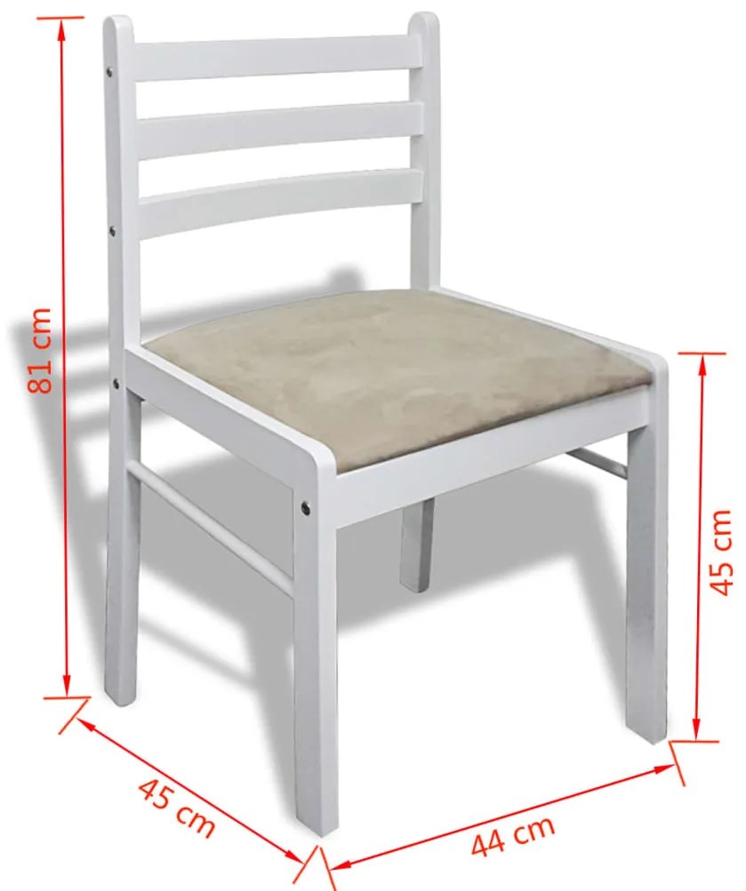 Cadeiras de jantar 6 pcs madeira maciça branco e veludo