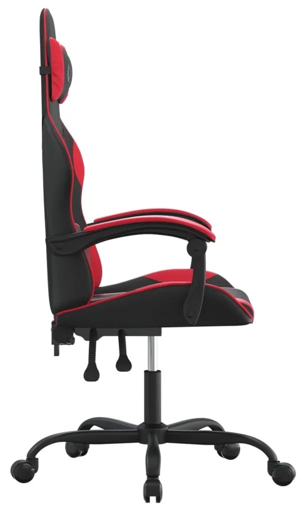 Cadeira gaming giratória couro artificial preto e vermelho