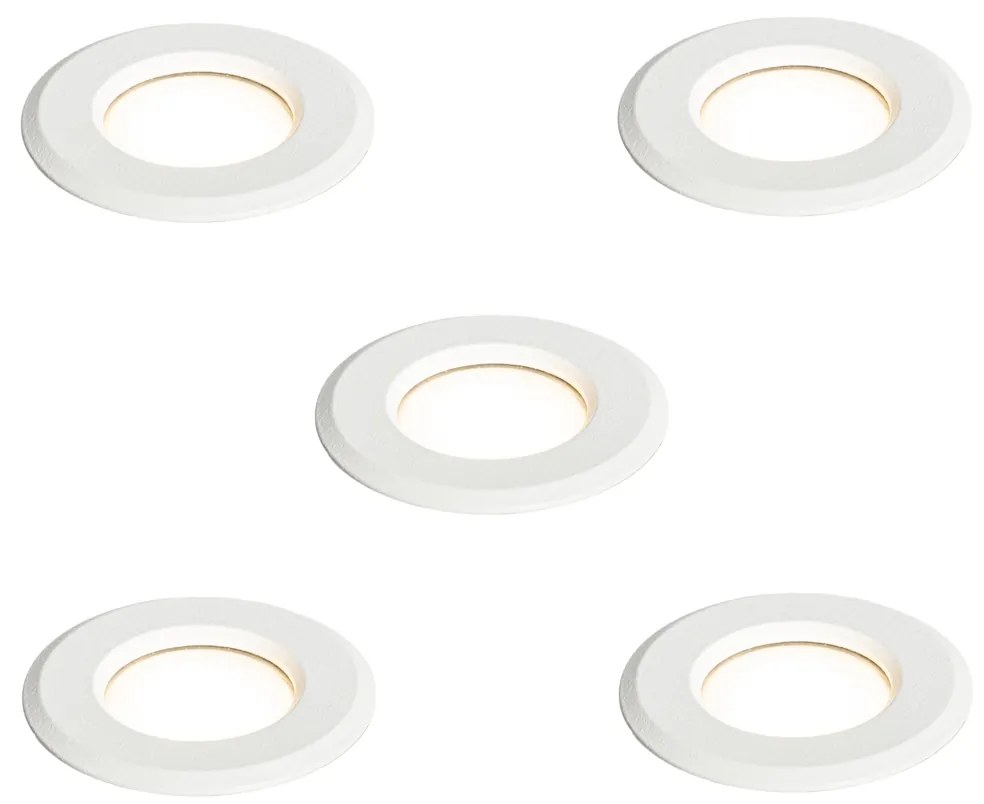 Conjunto de 5 focos embutidos modernos brancos com LED IP67 - Linsey
