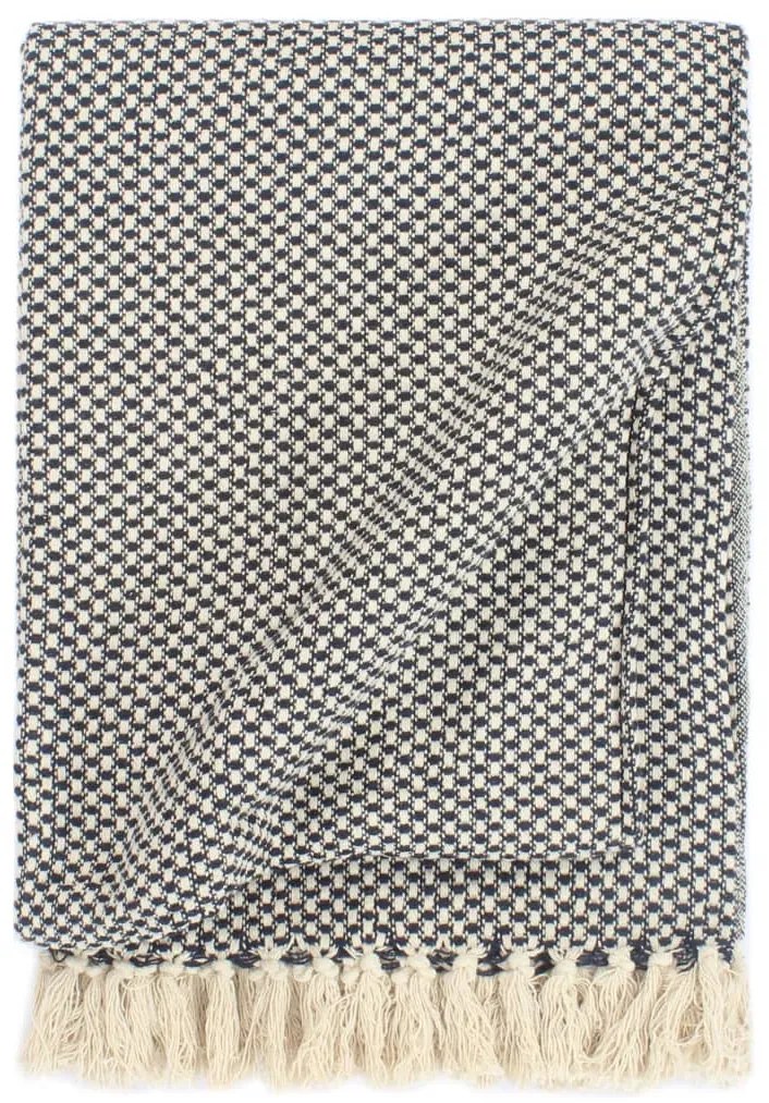 vidaXL Manta em algodão 160x210 cm azul-marinho