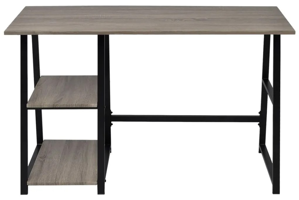 Mesa com 2 prateleiras cinzento e carvalho