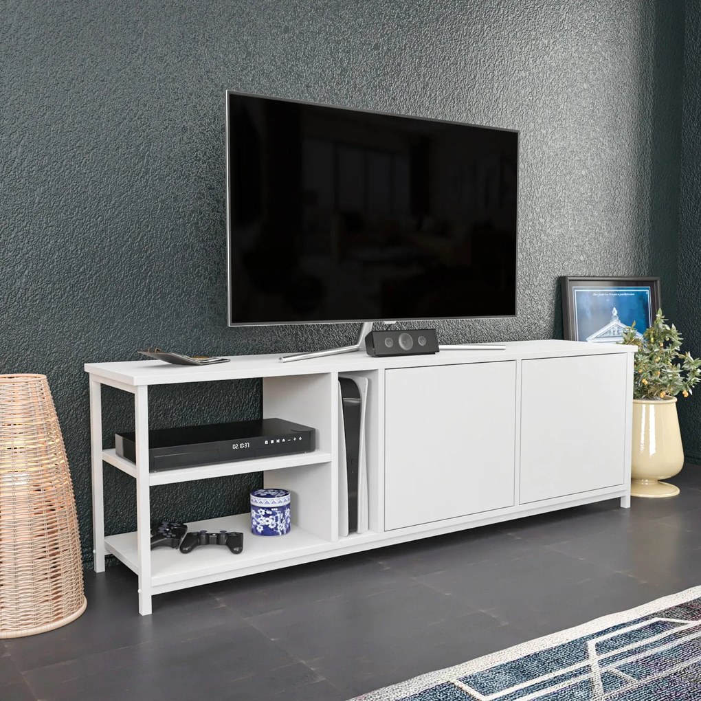 Suporte para TV Primrose – Branco – 160 cm x 35,3 cm x 50,8 cm