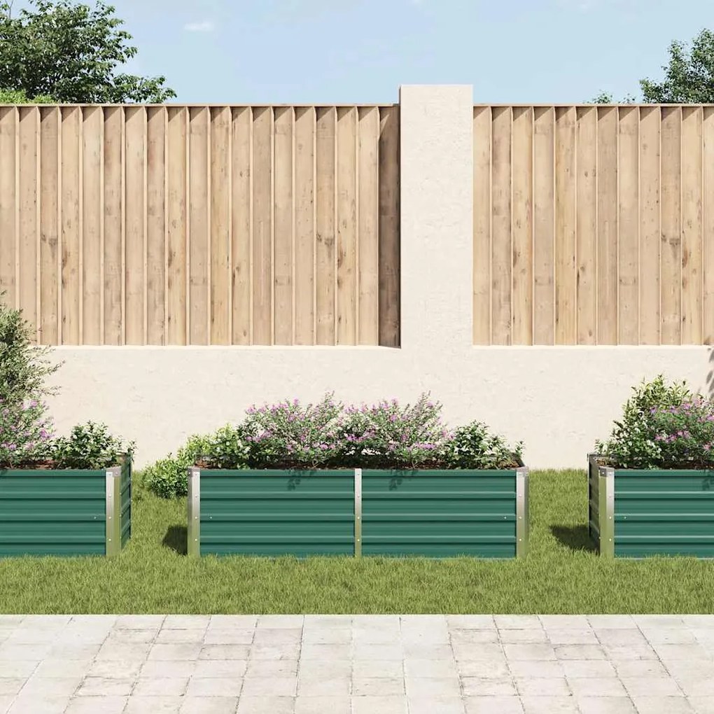 Canteiro elevado de jardim aço galvanizado 160x40x45 cm verde