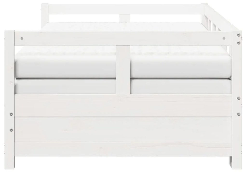Sofá-cama c/ gavetão e colchões 90x190 cm pinho maciço branco