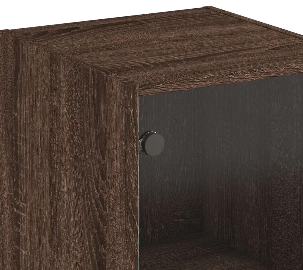Aparador alto c/ porta de vidro 35x37x142 cm carvalho castanho