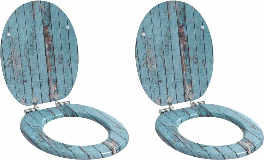 vidaXL Assento de Sanitário com Fechamento Suave 2 pcs Azul 44 x 38 cm