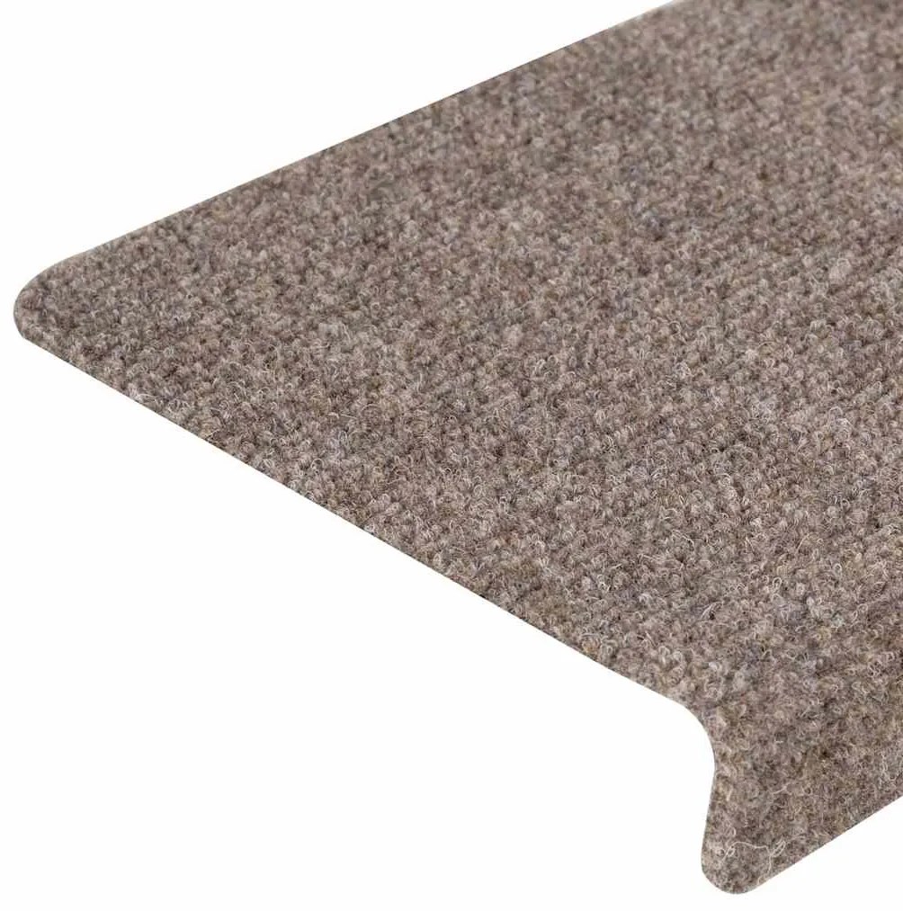 Tapetes de escada 15 pcs 65x21x4 cm tecido agulhado cor creme
