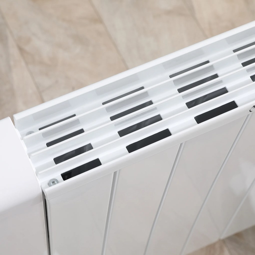 HOMCOM Aquecedor Elétrico 1500W Aquecedor Convector com Ecrã LCD 4 Modos Termostato Temporizador e 4 Rodas para Áreas de 12m² Alumínio 67x31x68cm Branco