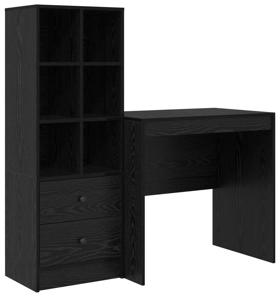 Mesa vidaXL com armazenamento Carvalho Preto Madeira engenheirada, Mes