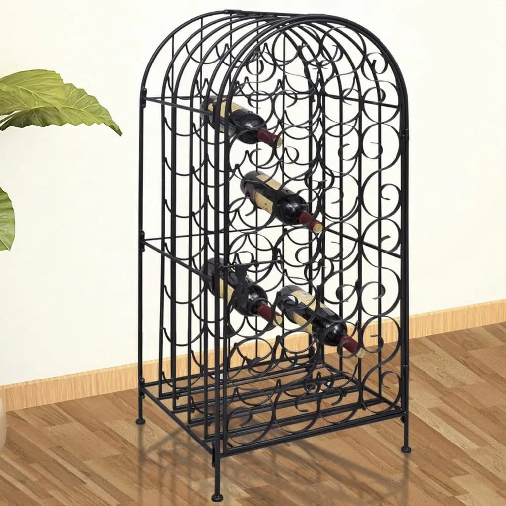240943 vidaXL Garrafeira de metal, suporte para 35 garrafas de vinho